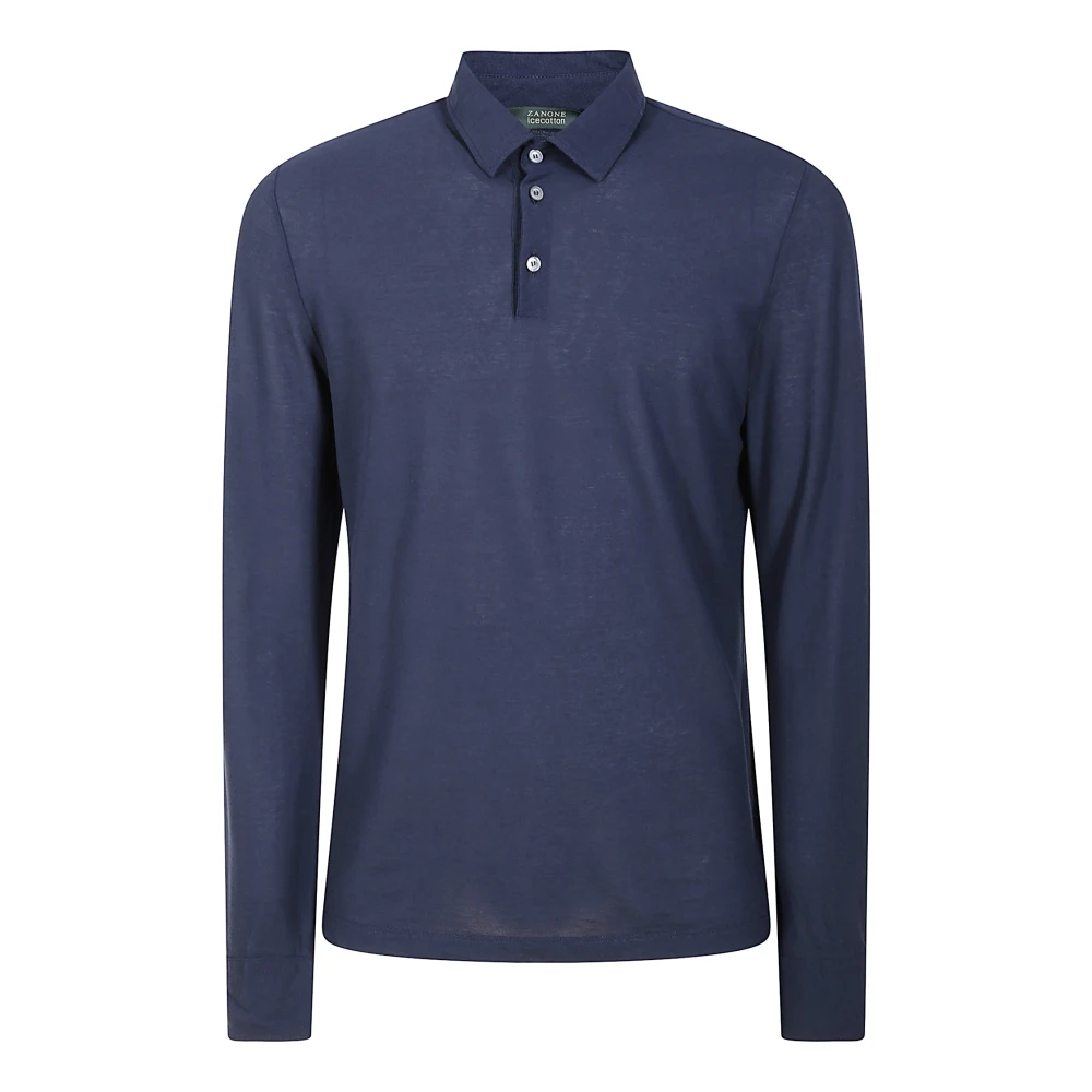 Zanone Men's Blue Polo Shirts, 4XL, Fine Fabric Polo Shirt