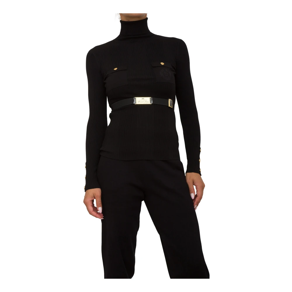 Elisabetta Franchi Stijlvolle Gebreide Top voor Vrouwen Black Dames