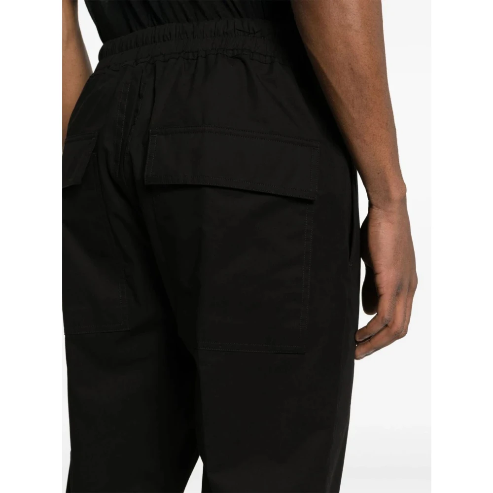 Rick Owens Zwarte katoenen broek elastische taille slim fit Black Heren