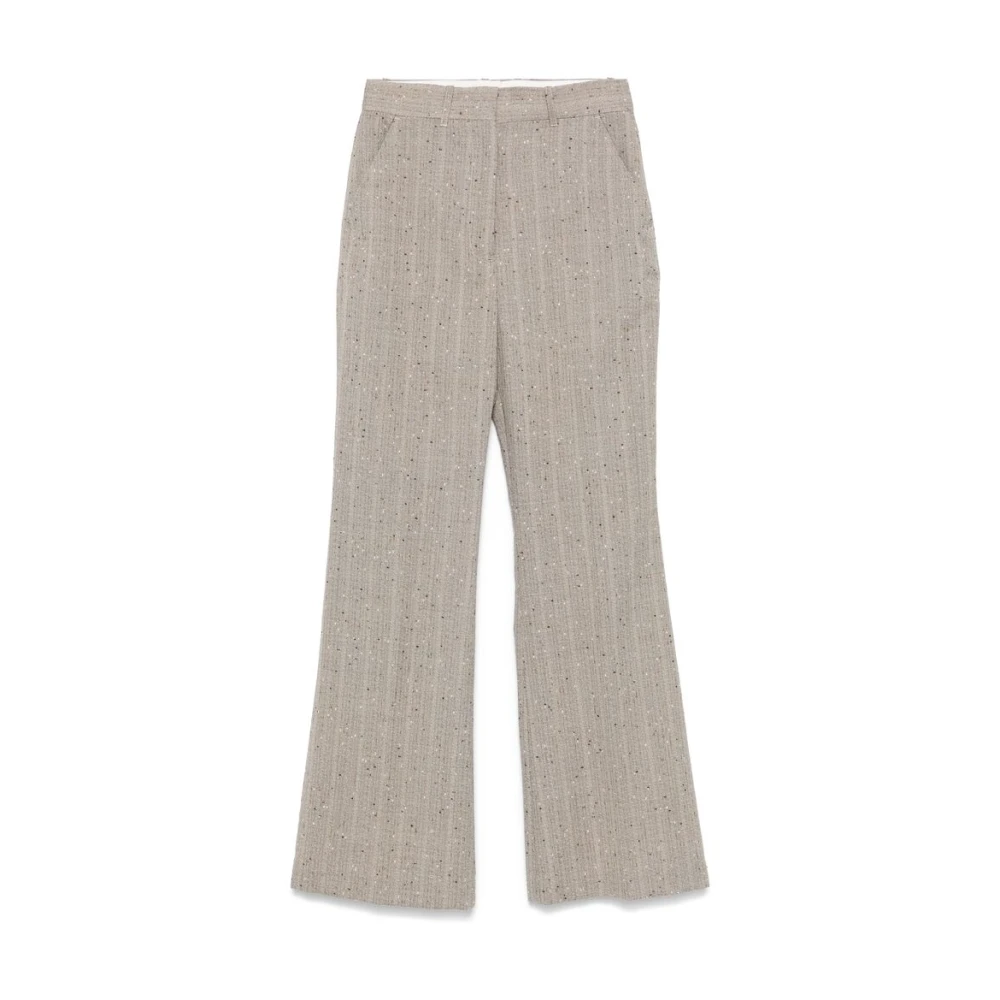 Mark Kenly Domino Tan Grijze Wollen Palazzo Broek Beige Dames
