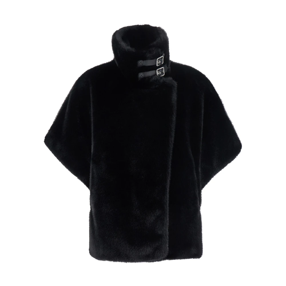 Pinko Women's Black Faux Fur & Shearling Jackets, S, Faux Fur Jacket
