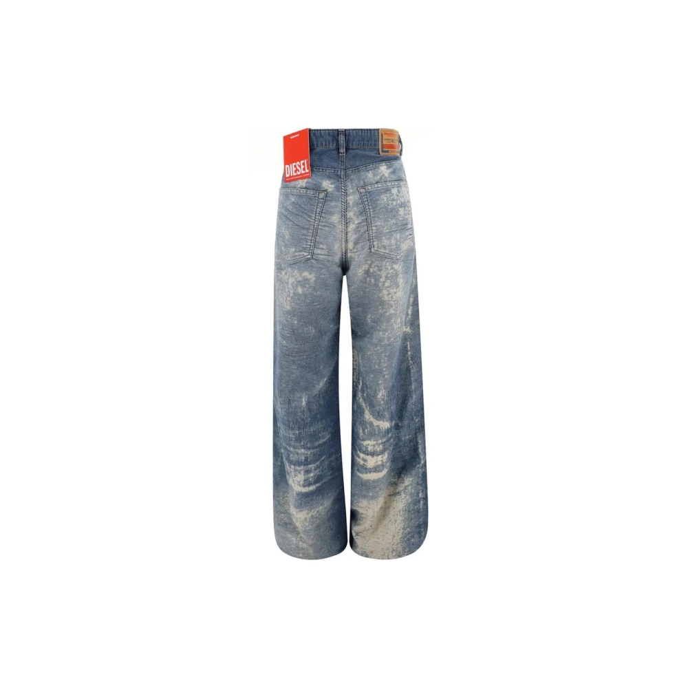 Diesel Vintage Wide Leg Bleach Wash Jeans Blue Dames