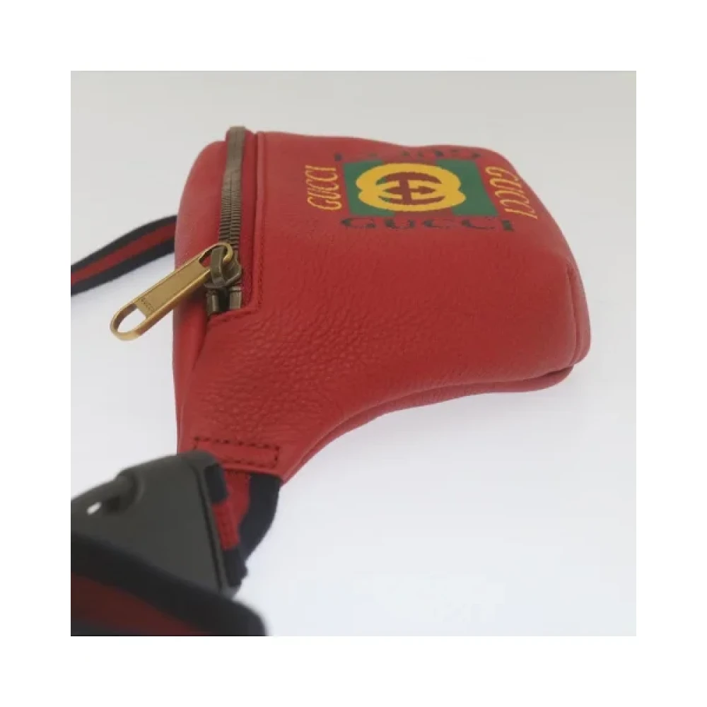 Gucci Vintage Tweedehands Rode Leren Gucci Schoudertas Red Dames