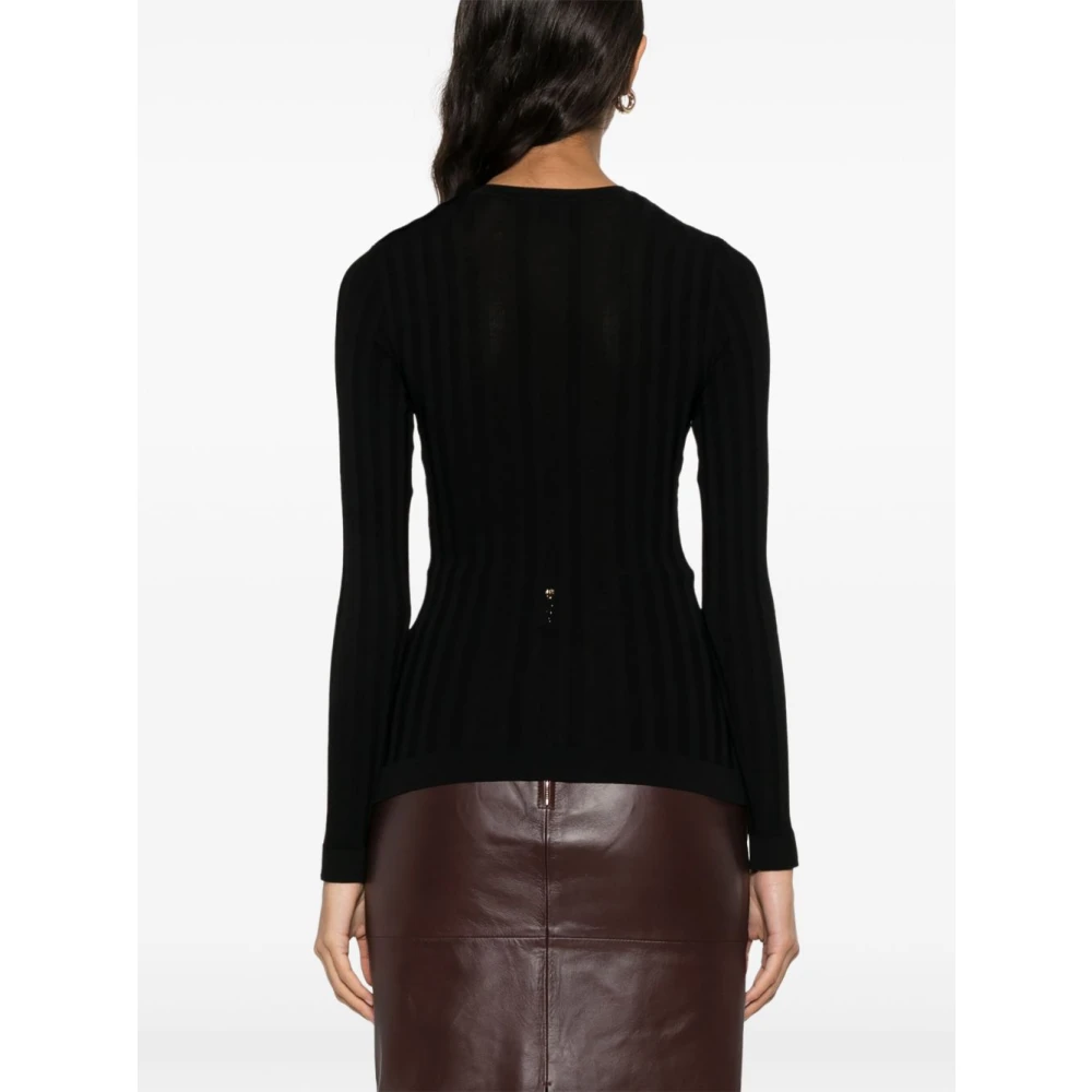 Elisabetta Franchi Zwarte trui met knoopsluiting bij de hals Black Dames