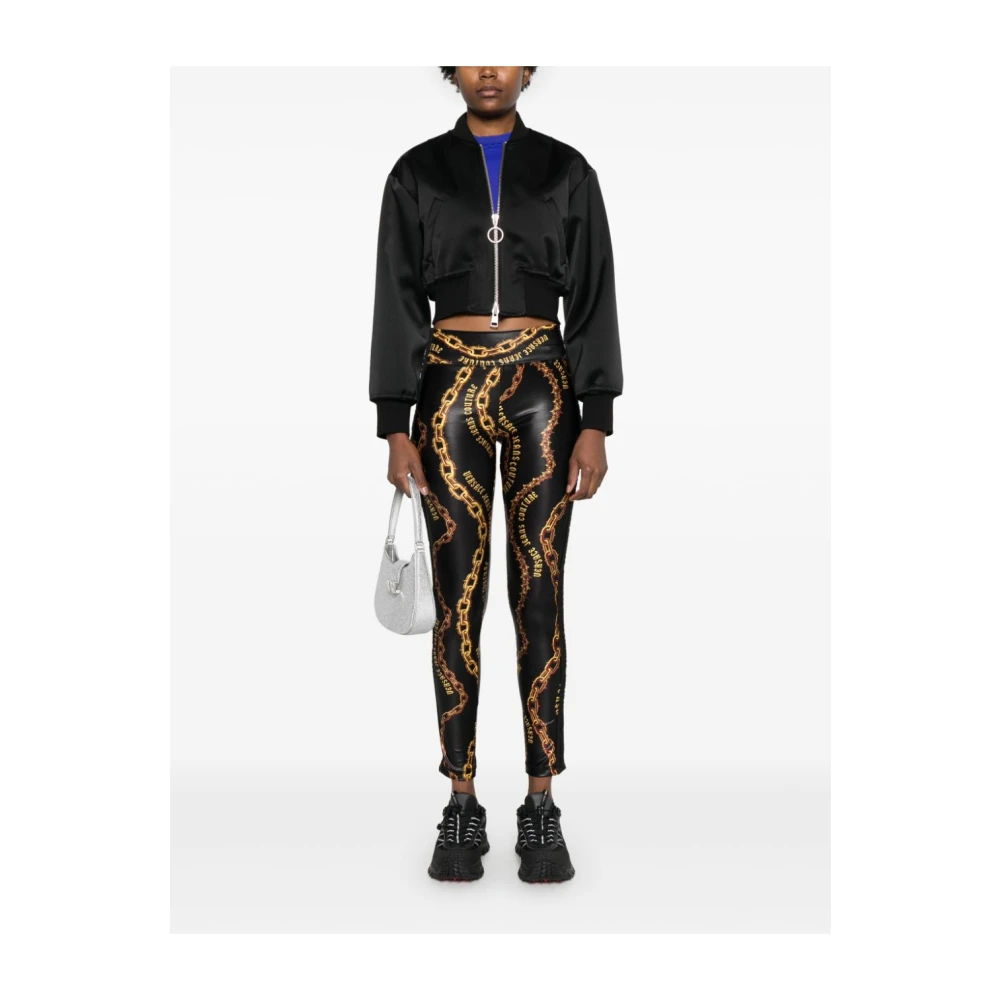 Versace Jeans Couture Zwarte leggings voor vrouwen Aw24 Multicolor Dames