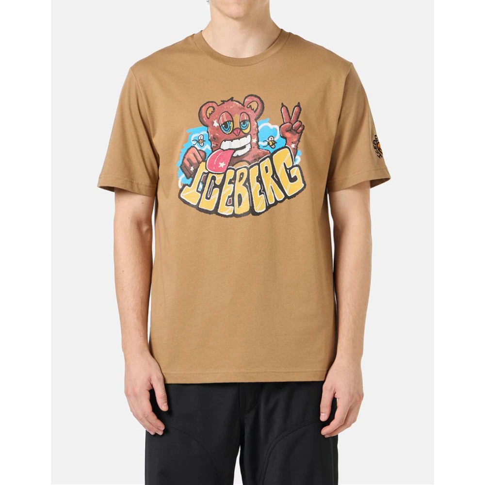 Iceberg T-shirt met beerprint en VXmee-logo Brown Heren