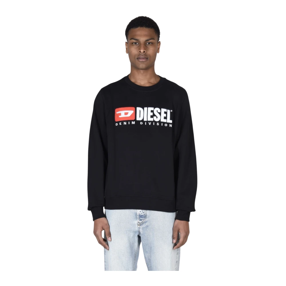 Diesel Organisch Katoenen Sweatshirt met Geborduurd Logo Black Heren