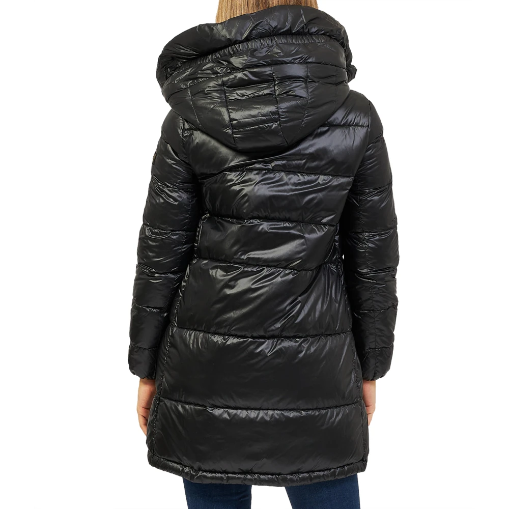 YES ZEE Zwarte Gewatteerde Halflange Jas Black Dames