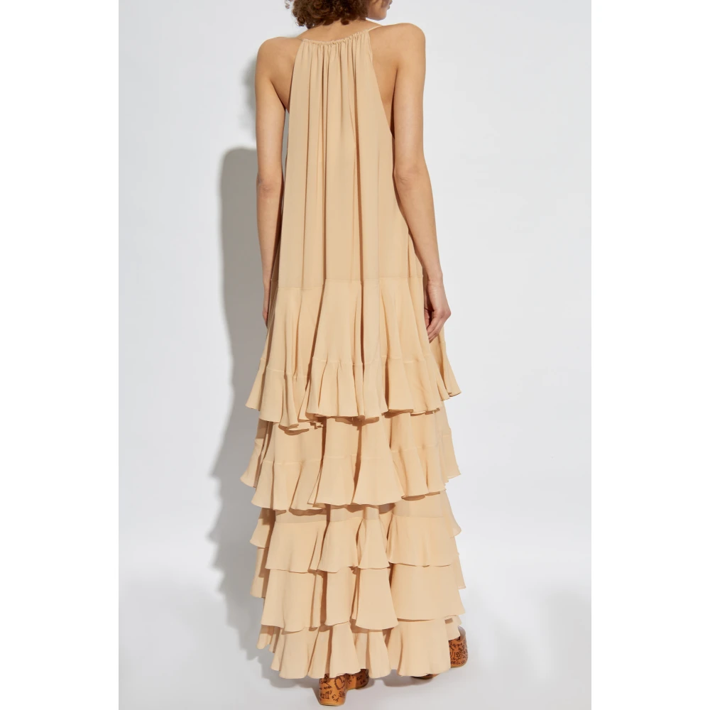 Chloé Zijden jurk met ruches Beige Dames