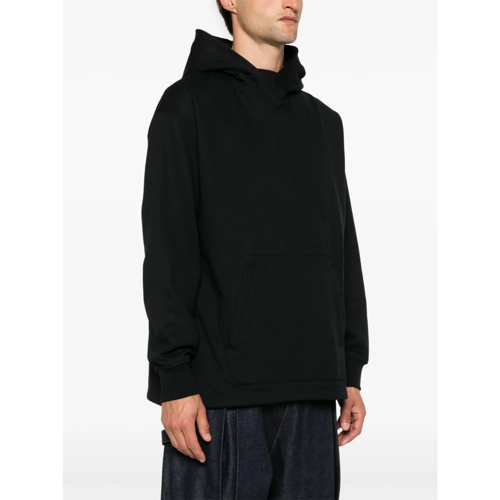 Y-3 Zwarte Loose Hoodie met Jersey Textuur Black Heren