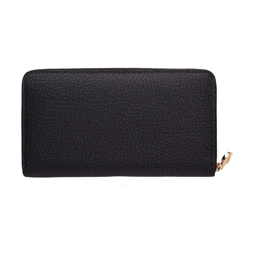 Borbonese Stijlvolle compacte portemonnee met ritssluiting Black Dames