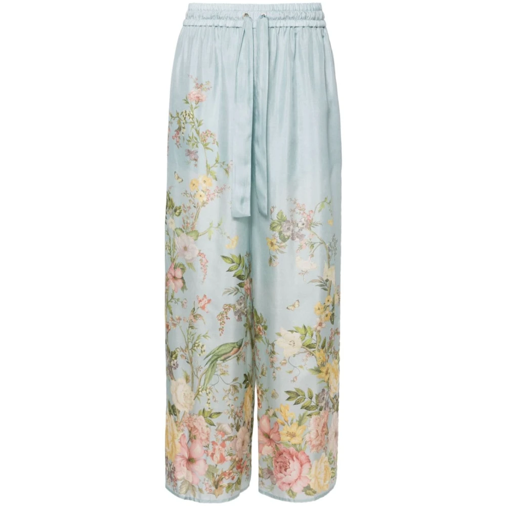 Zimmermann Blauwe Bloemen Wijde Pijp Broek Multicolor Dames