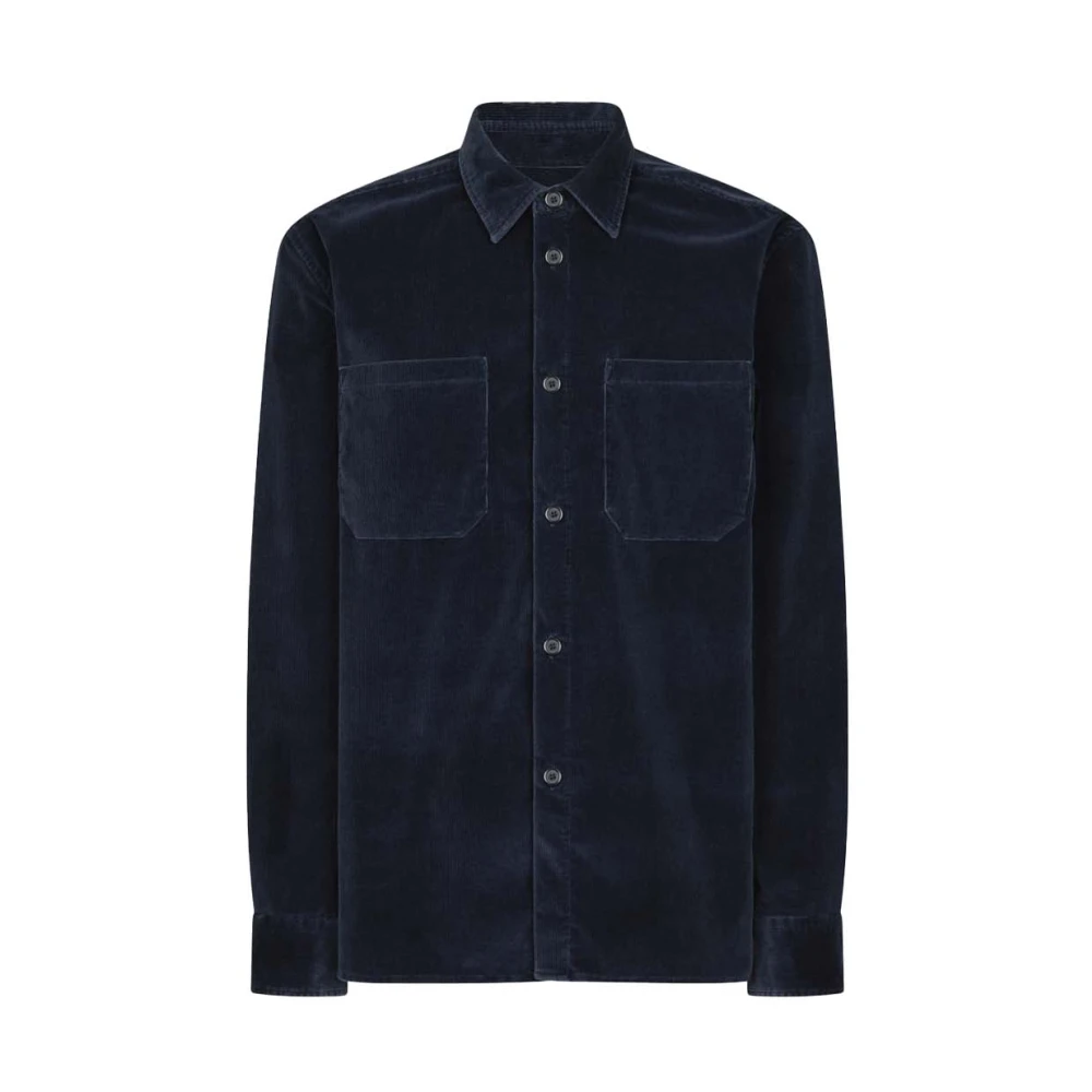 Dondup Katoenen Ribfluwelen Overhemd Blue Heren