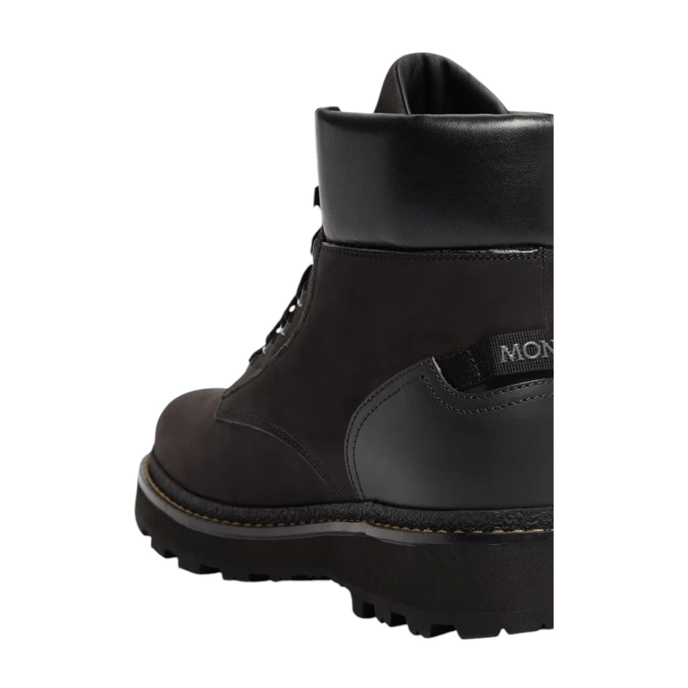 Moncler Zwarte leren wandelschoenen Black Heren