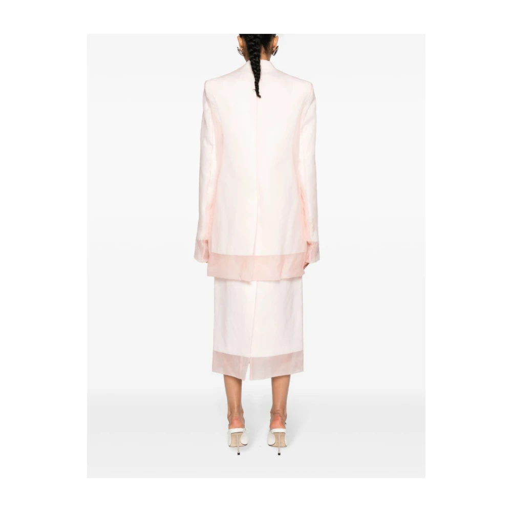 SPORTMAX Gelaagde Zijdeblend Jas Roze Pink Dames
