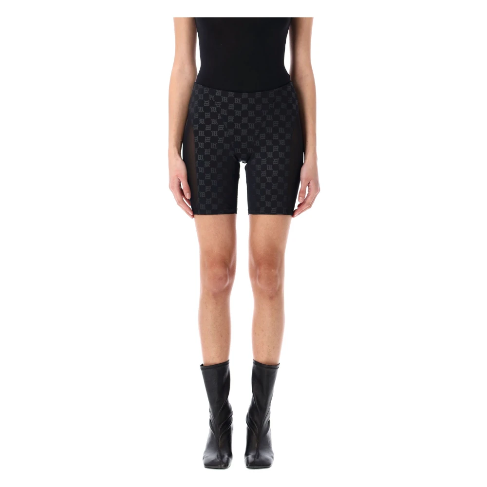 Misbhv Monogram Biker Shorts met Mesh Panelen Black Dames