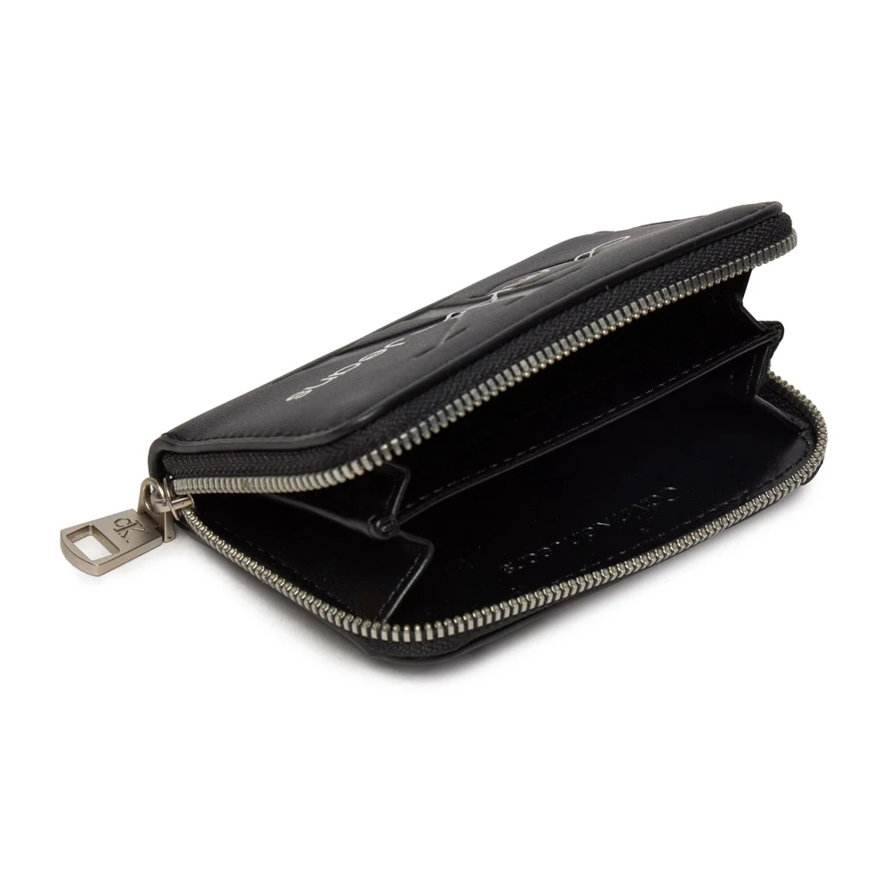 Calvin Klein Jeans Stijlvolle Zwarte Bedrukte Ritsportemonnee Black Dames