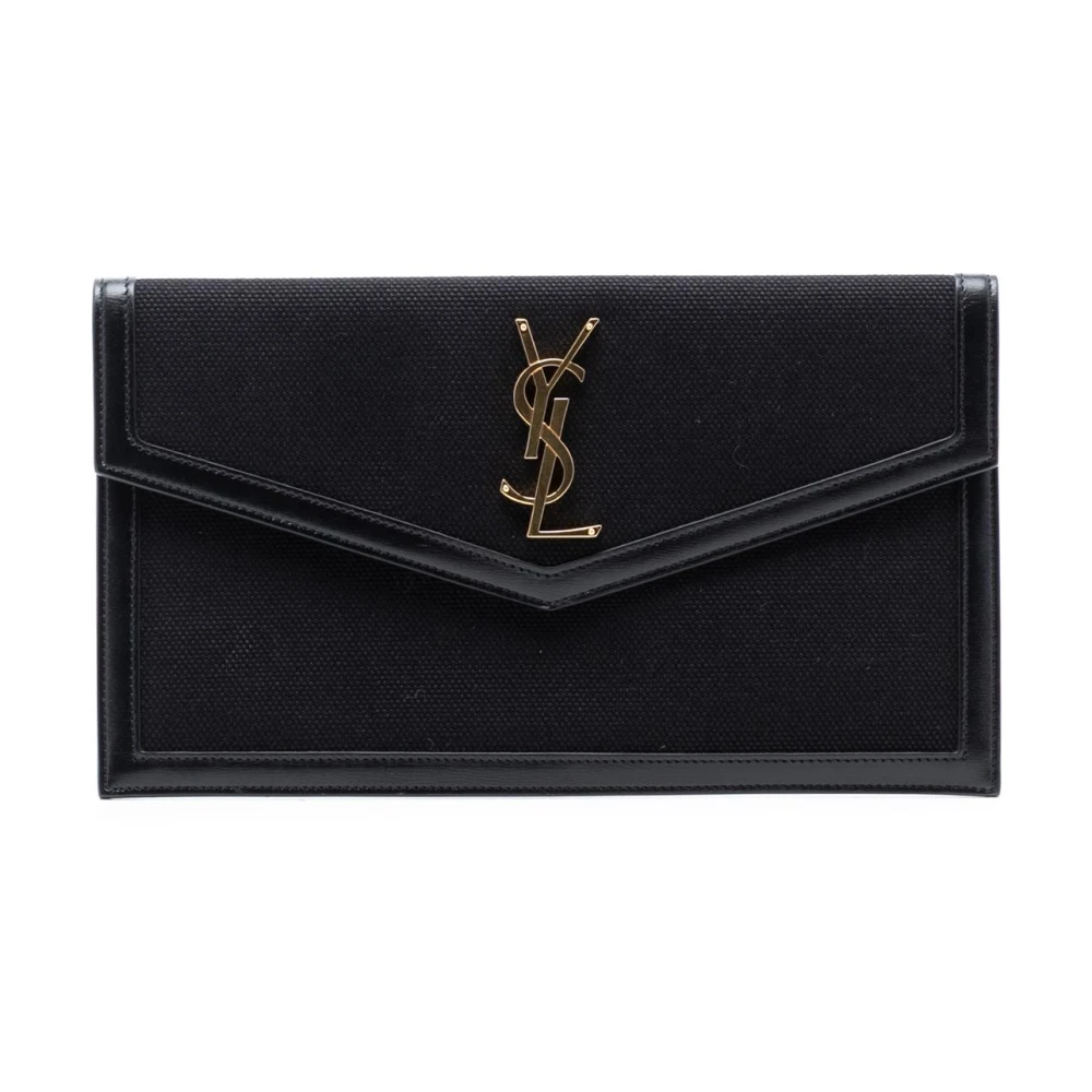 Saint Laurent Vintage Women's Black Pre-Owned Flap Closure Clutch