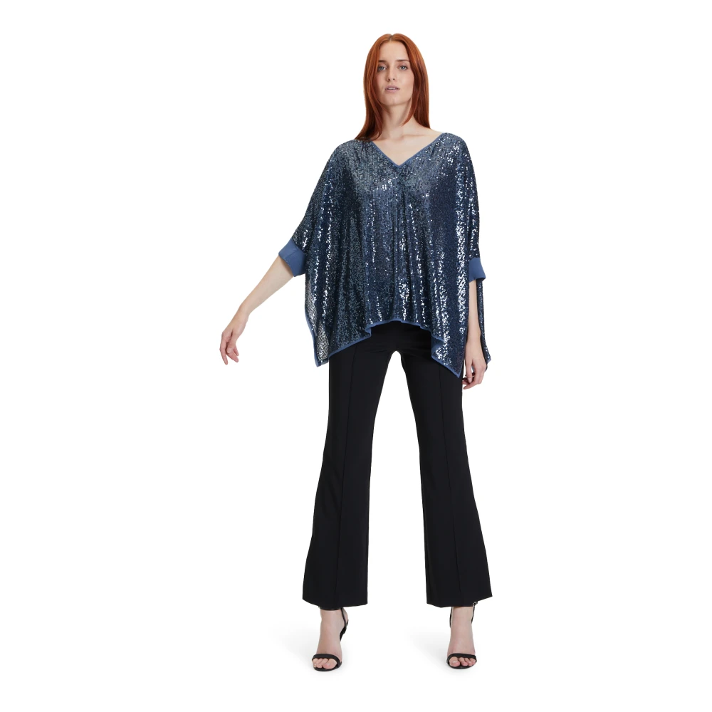 Vera Mont Glitter Cape met Pailletten Blue Dames