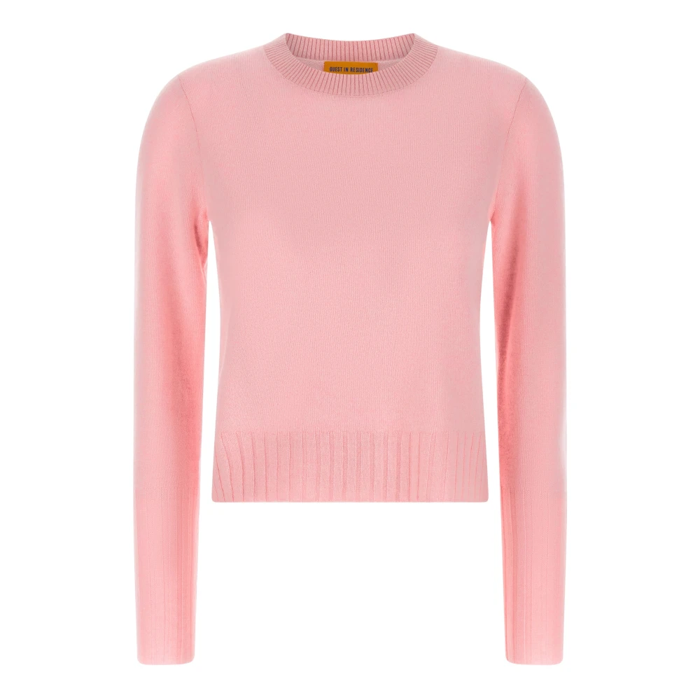Guest In Residence Pink Shrunken Crew - Female - Cashmere Knitwear - L - Knitwear
