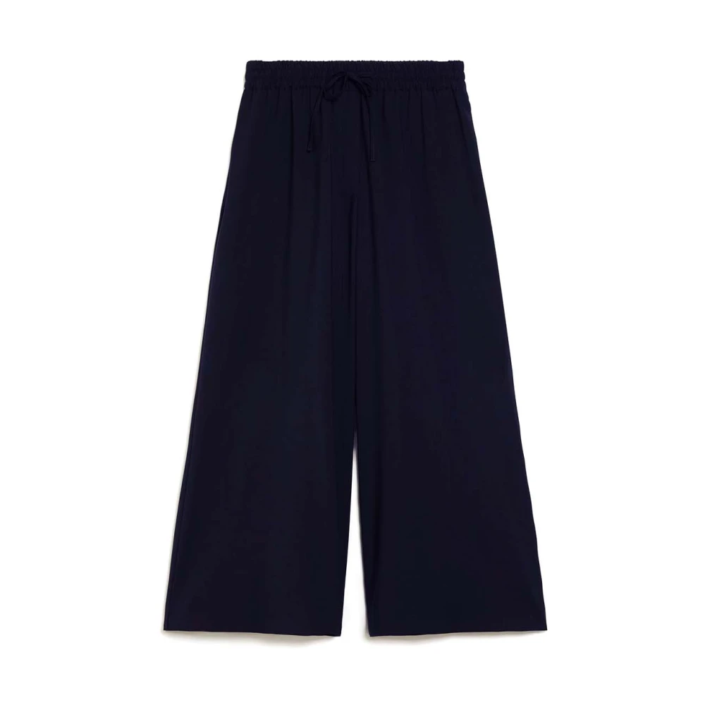 Max Mara Blauwe Wijde Pijp Broek van Wol Blue Dames