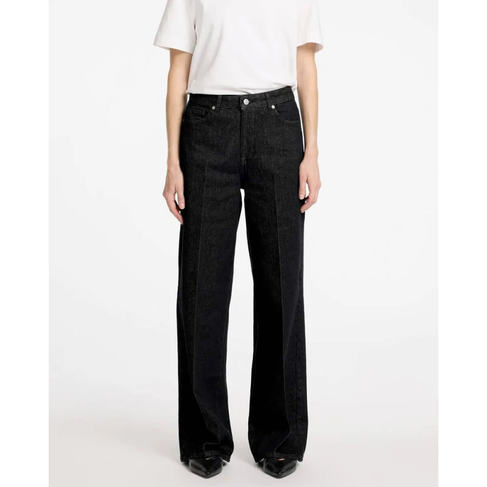Selected Femme Denim Broek Slfcora High Waist Black Dames