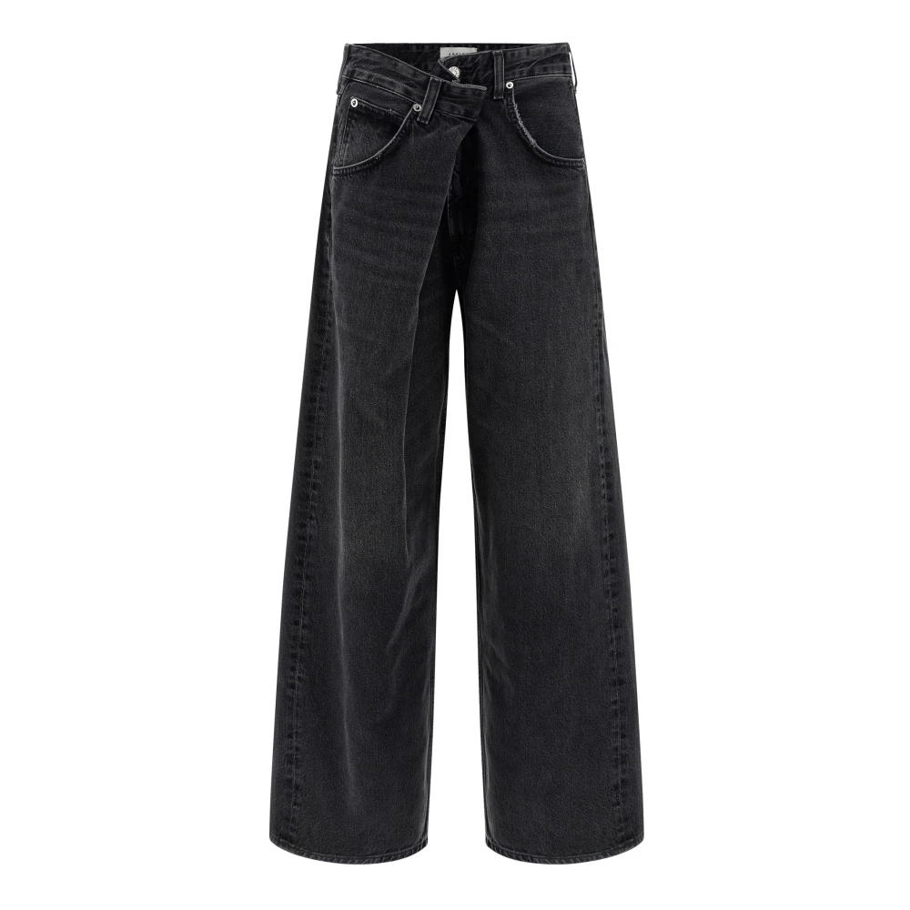 Agolde Women's Black Wide Jeans, W25, Vana Fold Jean