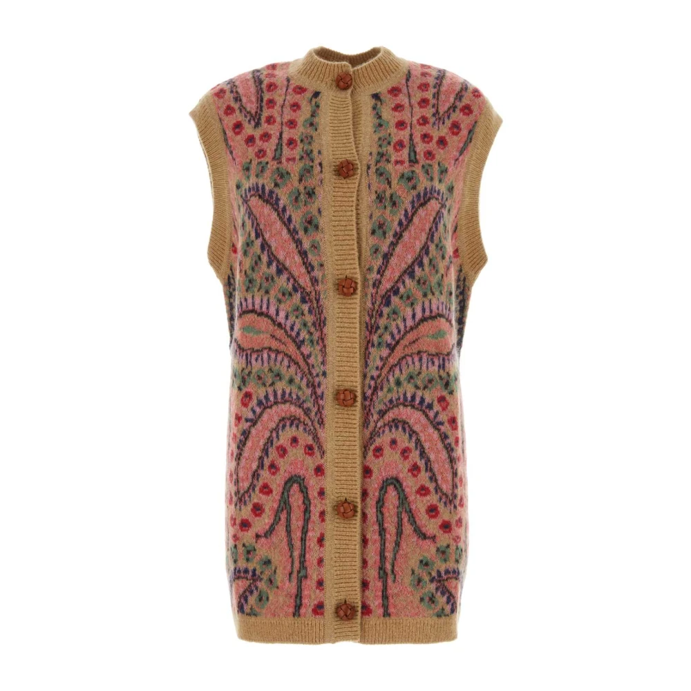 ETRO Geborduurd Oversized Mohair Blend Vest Multicolor Dames
