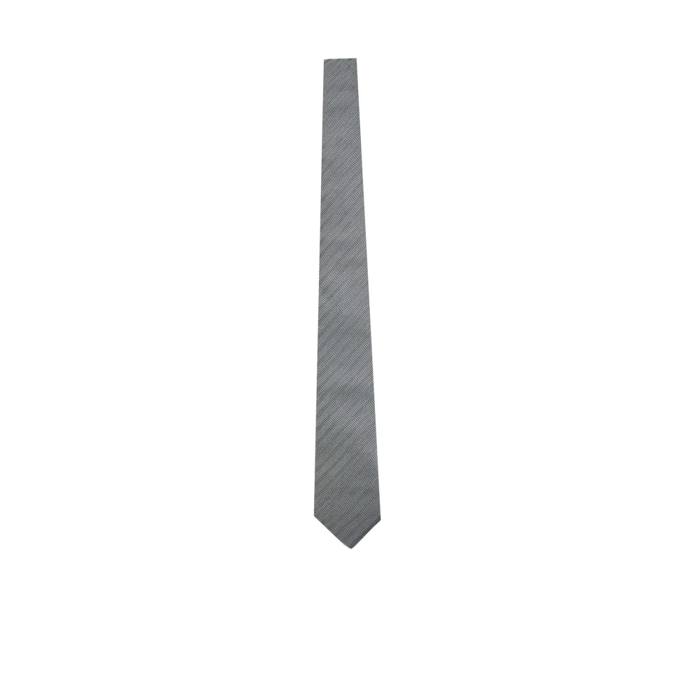 BRUNELLO CUCINELLI Diagonaal Gestreepte Zijden Stropdas Grijs Gray Heren