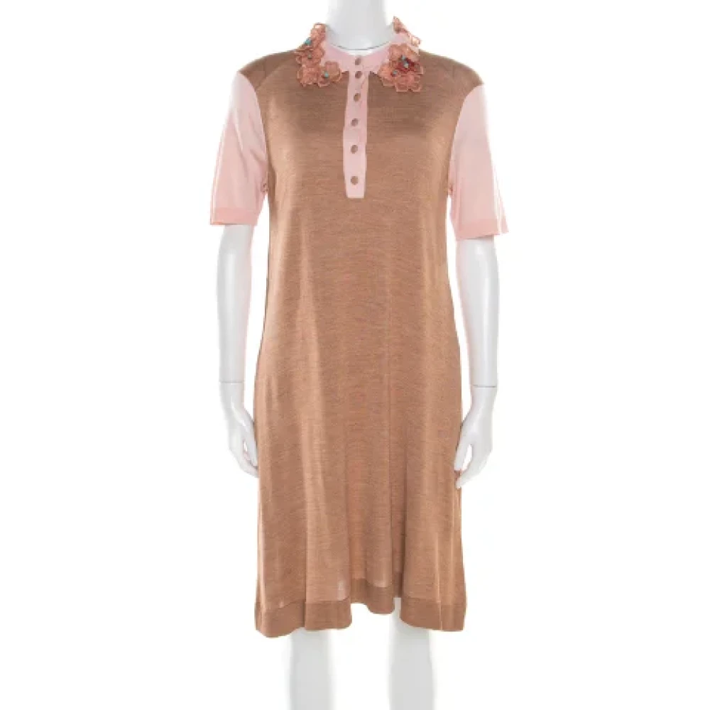 Louis Vuitton Vintage Pre-owned Silk dresses Beige Dames