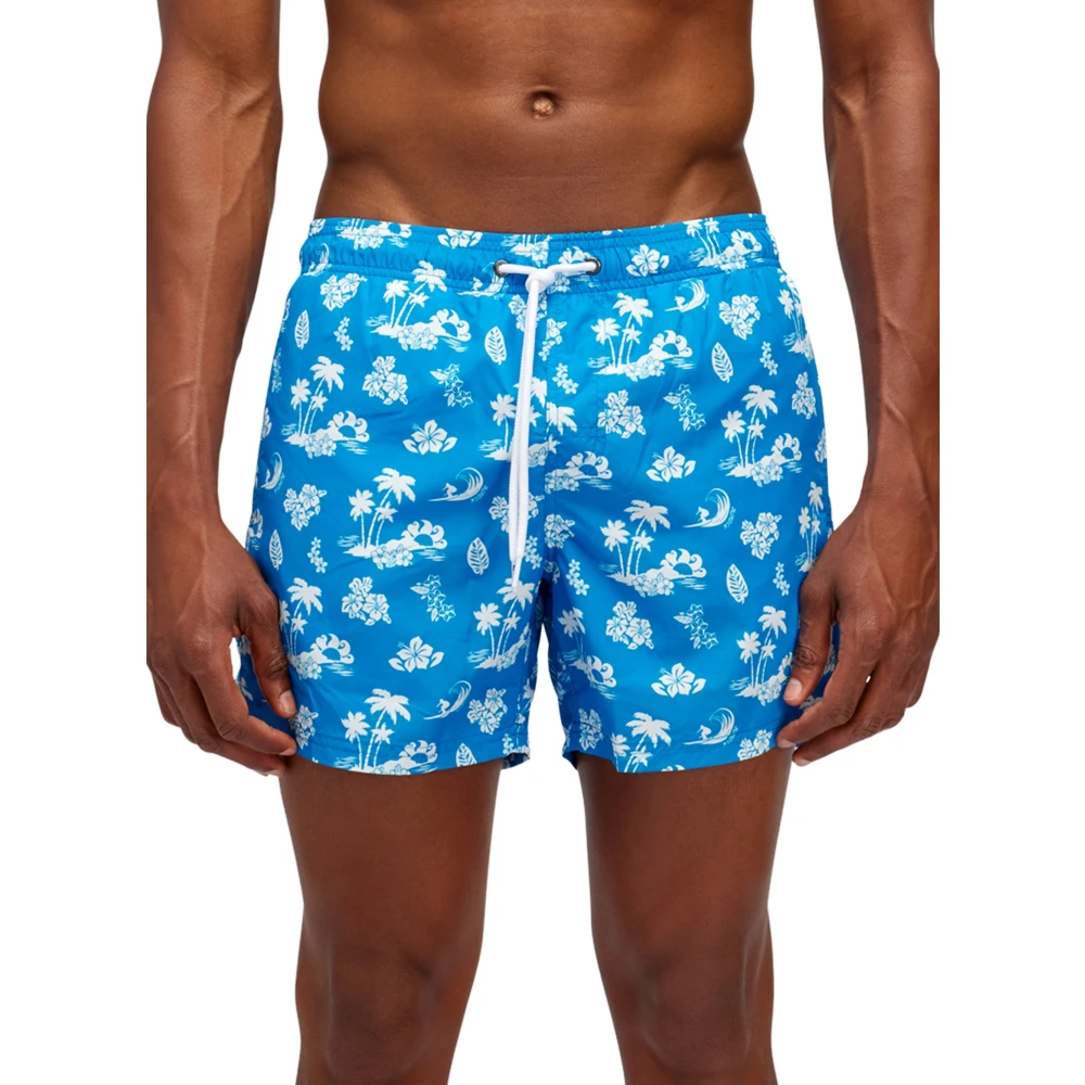 Sundek Hibiscus Beach Boxer Shorts Blue Heren