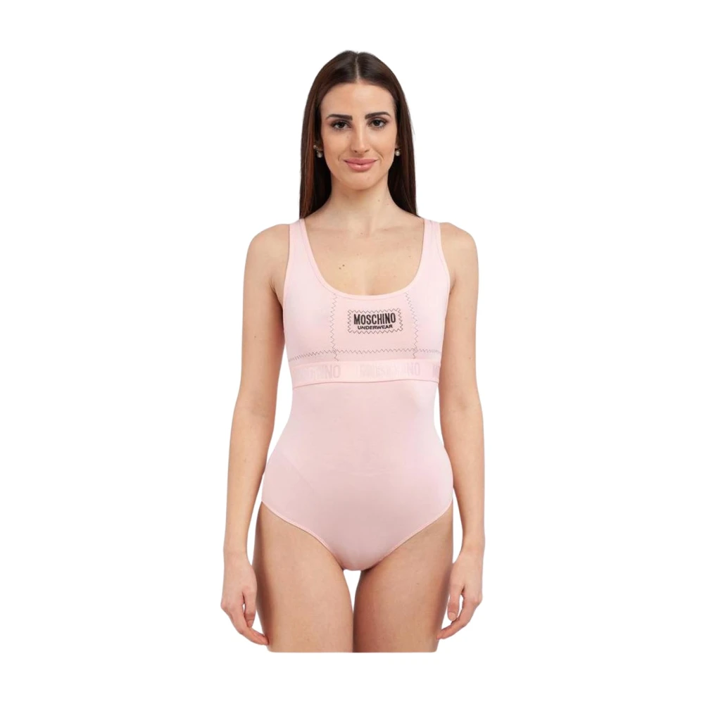 Moschino Women's Pink Cotton Bodysuit With Snap Closure