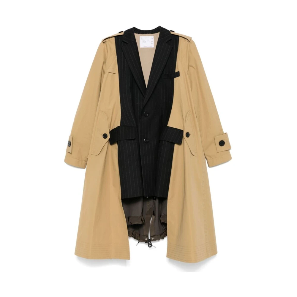 Sacai Kameelbruin Zwart Blazer Pinstripe Multicolor Dames