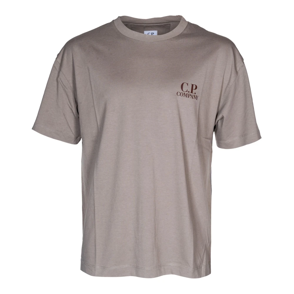C.p. Company Men's Beige 30/1 Jersey Short Sleeve Logo T-Shirt