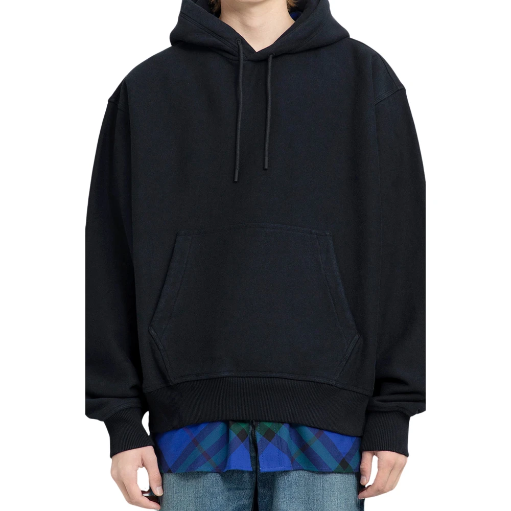 Burberry Zwarte Oversized Hoodie met Kangoeroezak Black Heren