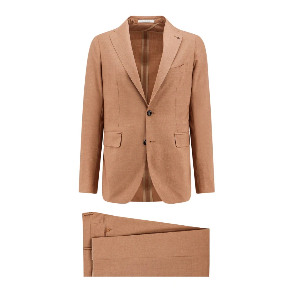 Tagliatore Double Breasted Suits Brown Heren