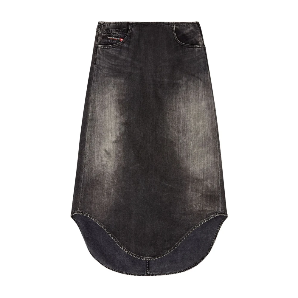 Diesel Kvinno Svart Kjolar Dam, W25, Denim, Denimkjol