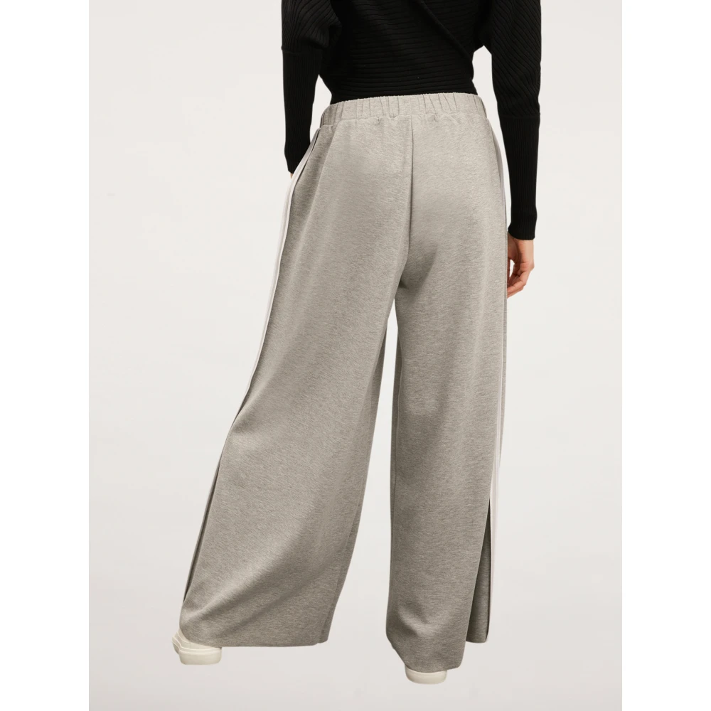 Motivi Gestreepte Palazzo Broek in Neopreen Look Gray Dames