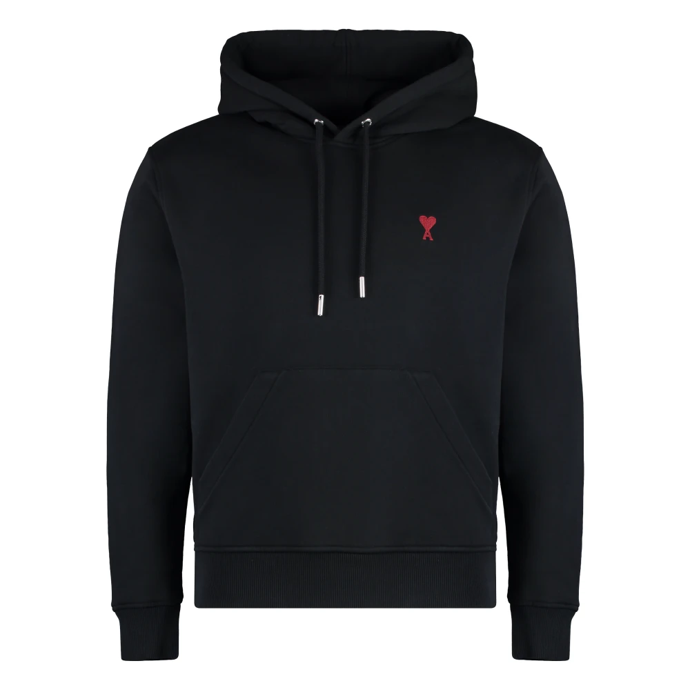 Ami Paris Unisex - Black Cotton Hoodie With Ami De Coeur Black - Size: S - Immagine 4