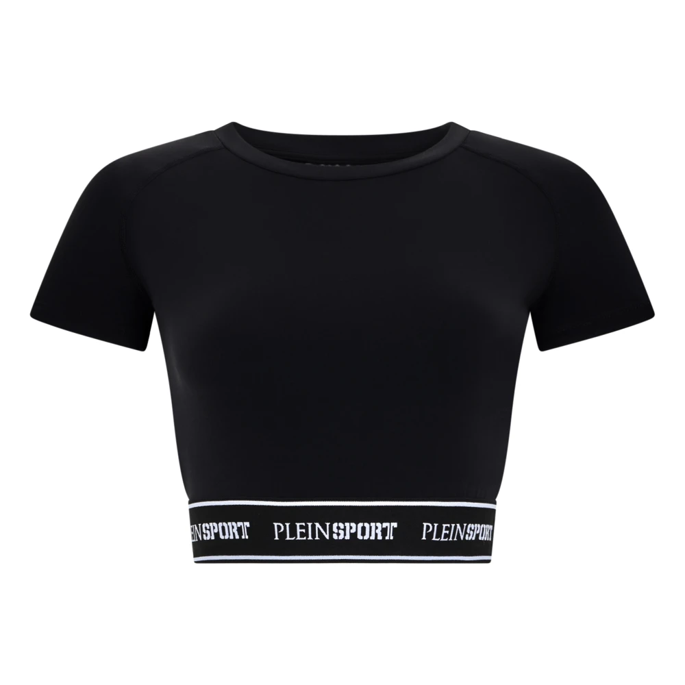 Plein Sport Femme Noir Tops, Taille: 38 Fr Fleece Cropped T-Shirt