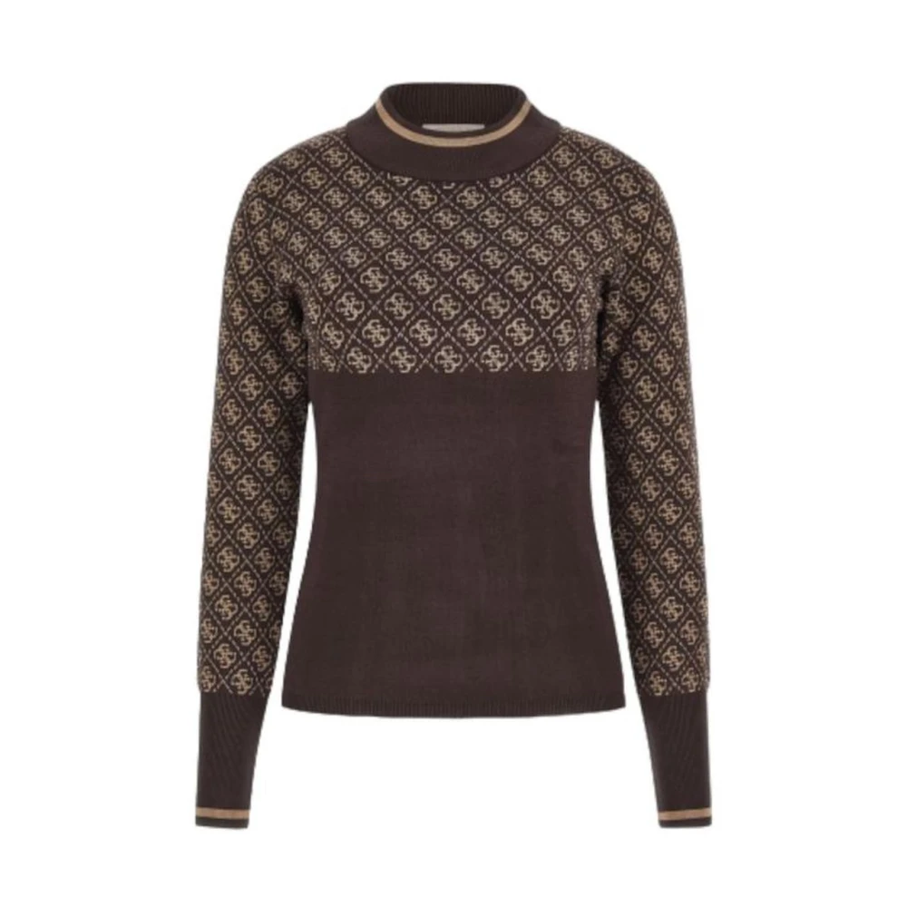 Guess Bruine Gebreide Trui Dames Herfst Winter Collectie Brown Dames