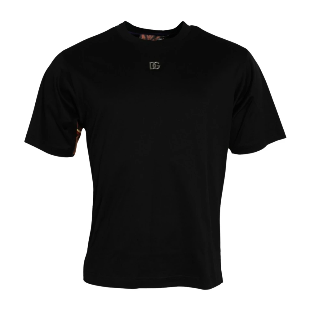 Dolce & Gabbana Men's Black T-Shirts,, Tiger Print Short Sleeves T-Shirt Extra Small