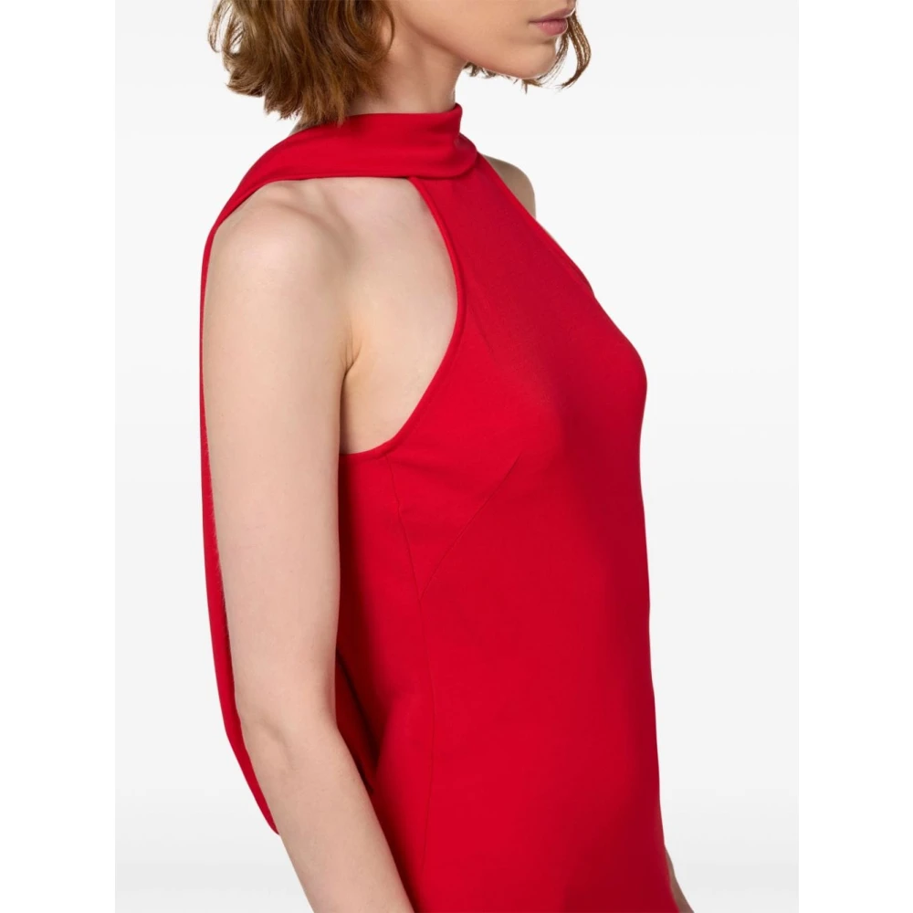 Elisabetta Franchi Rode Halternek Maxi Jurk Statement Red Dames