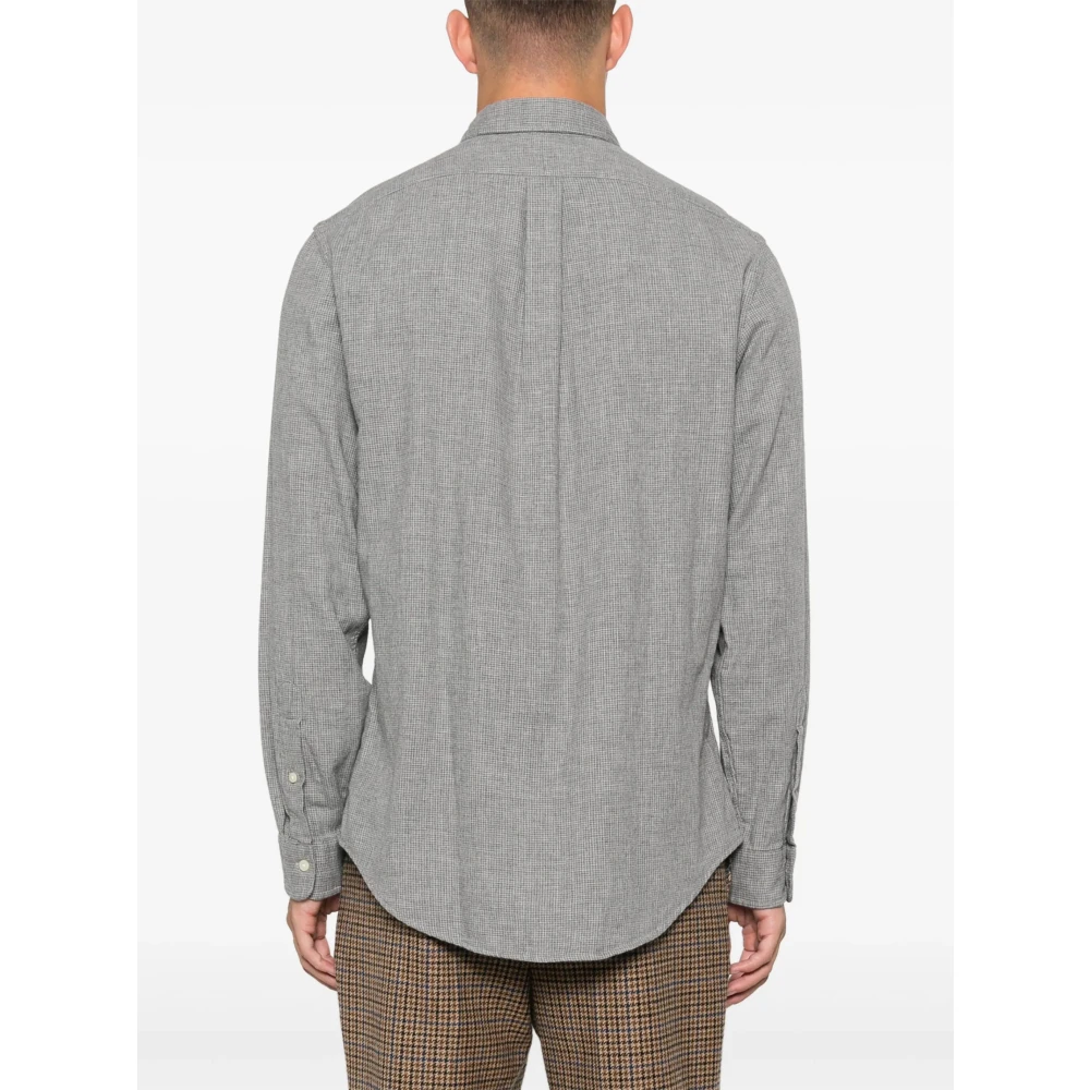 Polo Ralph Lauren Geborduurd Katoenen Overhemd Aangepaste pasvorm Gray Heren
