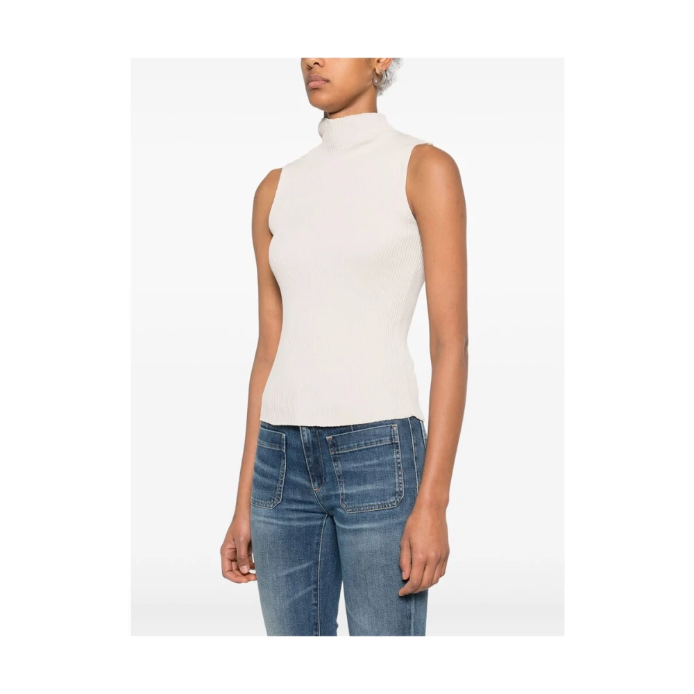 Antonelli Firenze Beige Mock Neck Sleeveless Sweater Beige Dames
