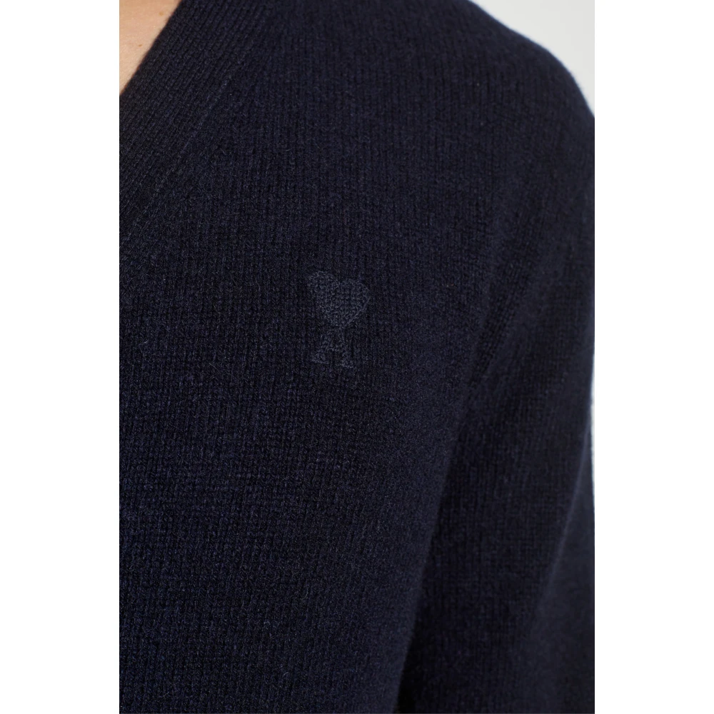 Ami Paris Cashmere Cardigan Blue Heren