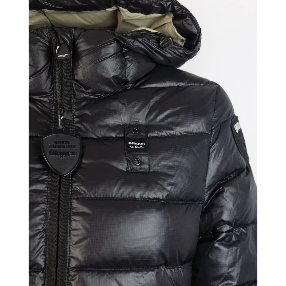 Blauer Zwarte jas met ruitpatroon Black Dames