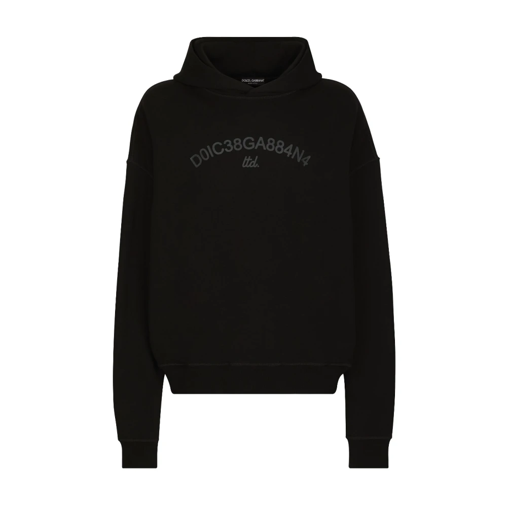 Dolce & Gabbana Geribbelde Katoenen Hoodie met Zakken Black Heren