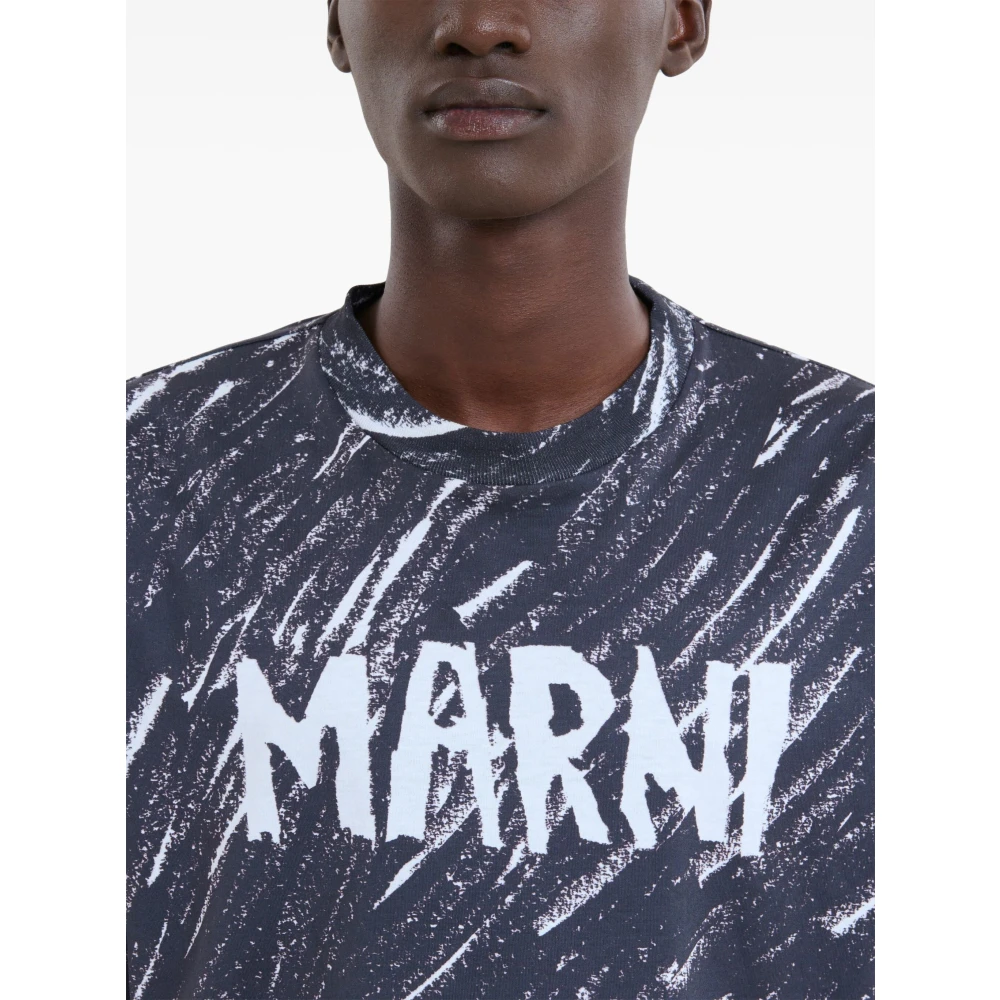 Marni Abstract Logo Print T-shirt Blue Heren