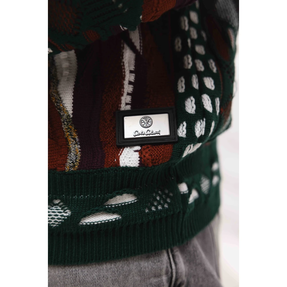 carlo colucci Groene Sweater Heren Trendy Patroon Multicolor Heren